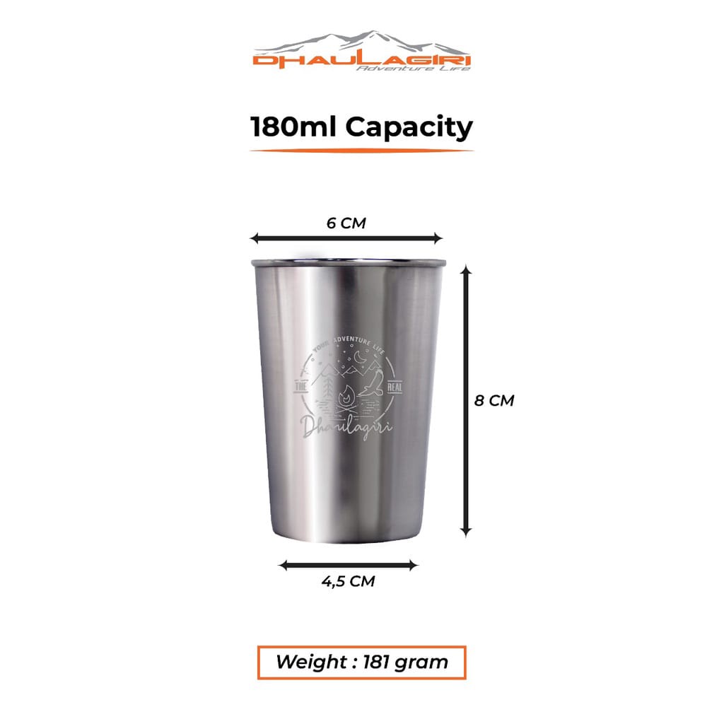 [COD] Gelas Staniless Dhaulagiri Original isi 4 pcs/gelas camping mug