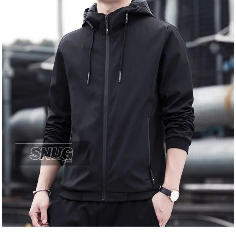 JAKET BOMBER HODDIE/JAKET CASUAL PRIA ORIGINAL  BAHAN TASLAN