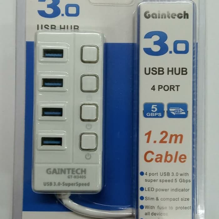 USB Hub 4Port Gaintech GT-H3405 USB 3.0 with On/Off