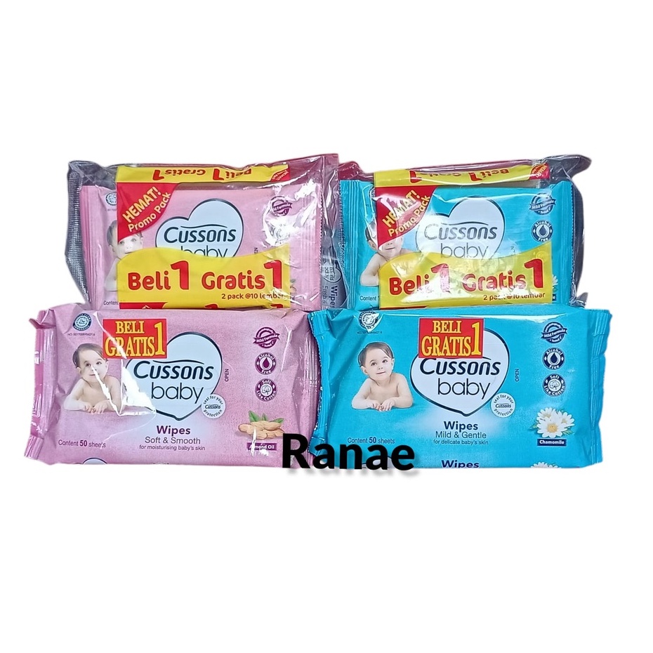 CUSSONS BABY WIPES Tisu Basah Bayi 50 S ( BUY 1 GET 1 FREE )