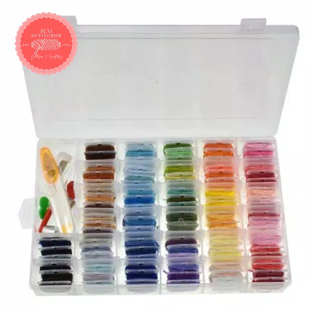 Paket Benang Rajut 100 Warna + Alat Rajut Sulam Set