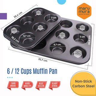 Marumura Bakeware 6 / 12 Cup Muffin Pan | Cupcake Tray | Muffin Tray | Loyang Cetakan Cupcake #0