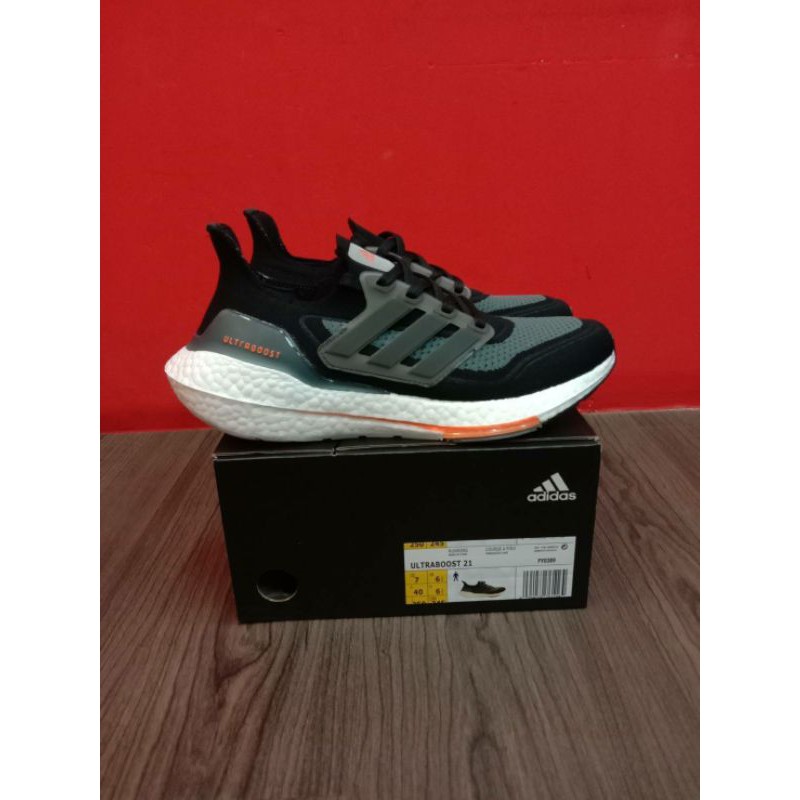 SEPATU ADIDAS ULTRABOOST 21 BLACK LIGHT BLUE PK GOD REAL BOOST BASF