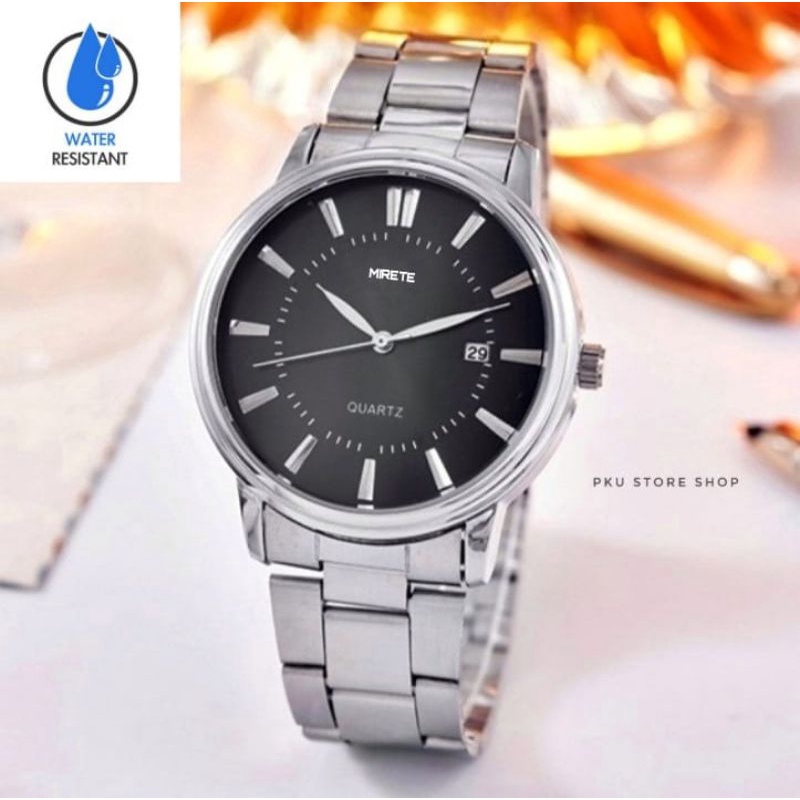 (water resistant) JAM PRIA MIRETE_6634 PRIA SILVER RANTAI TAHAN AIR JAM TANGAN PRIA WATER REAISITANT COD BAYAR DI TEMPAT  TAHAN JAM TANGAN KASUAL PRIA TERBARU