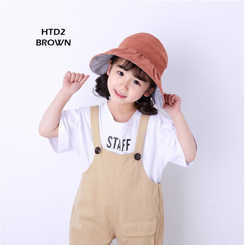 TOPI ANAK VISOR LIPAT ANTI MATAHARI UV PANTAI BUCKET KEREN LUCU PANTAI SUMMER ANAK KECIL - HTD-HTD-2 BROWN