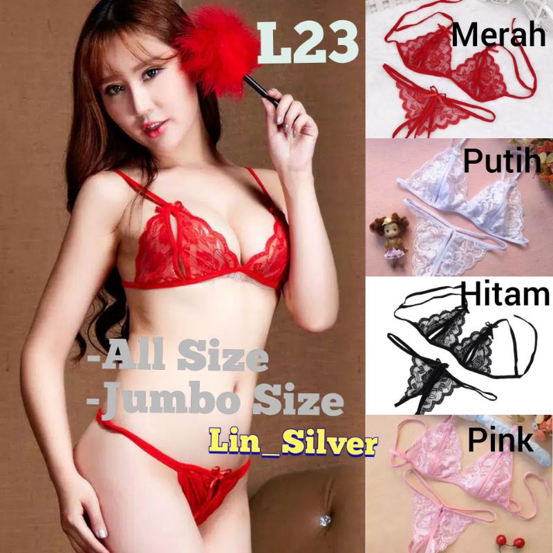 Lingerie Seksi 2 pcs / Sexy Lingerie lace with g-string