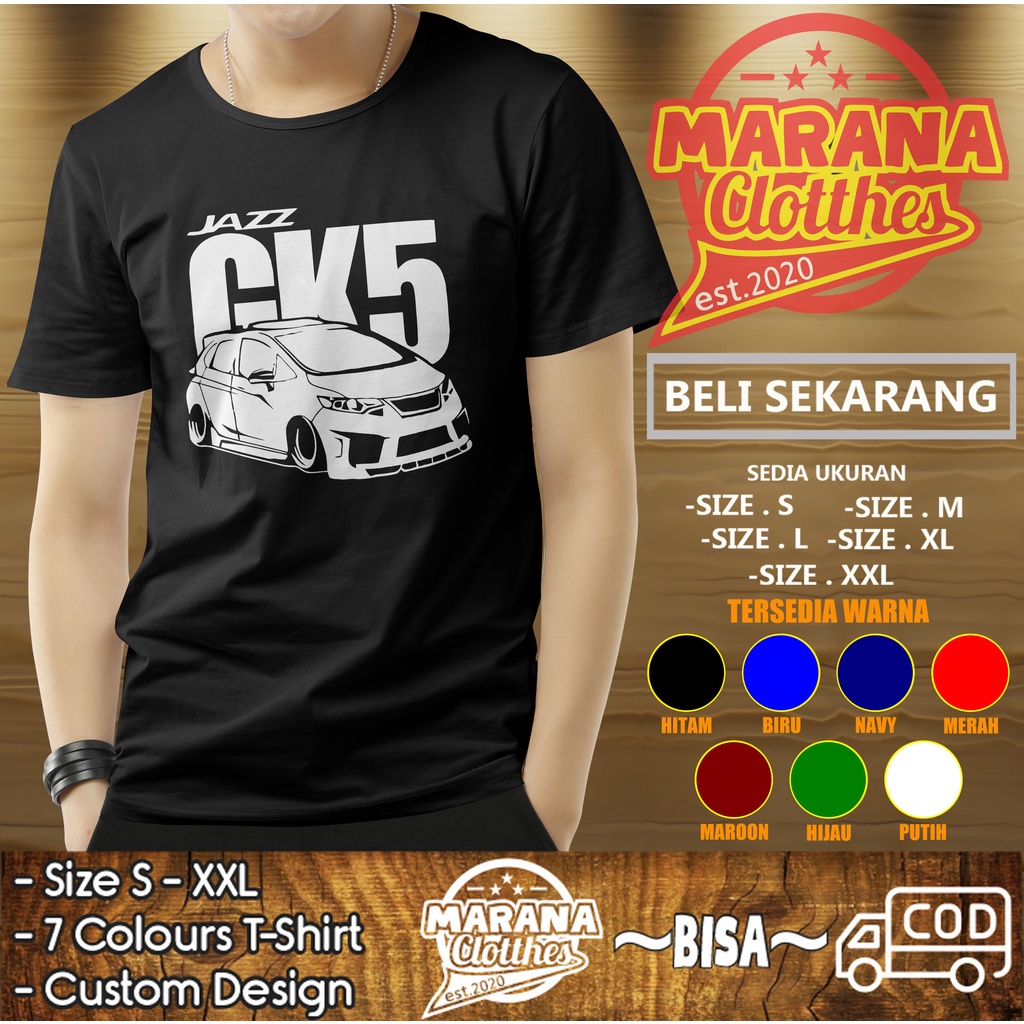 Kaos Mobil Honda Jazz GK5 Siluet Baju Otomotif