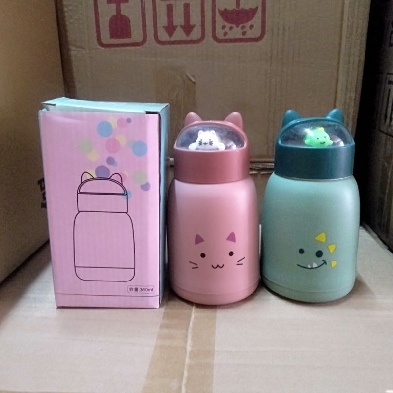 BOTOL MINUM KACA MOTIF KEPALA BONEKA