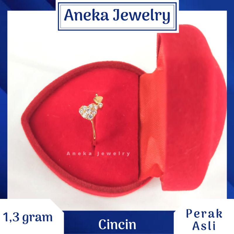 Cincin Love Cor Mata, Perak 925, Sepuh Emas Rosegold