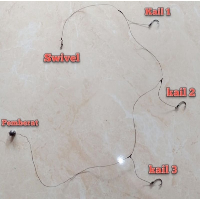 rangkaian pancing 3 kail panjang