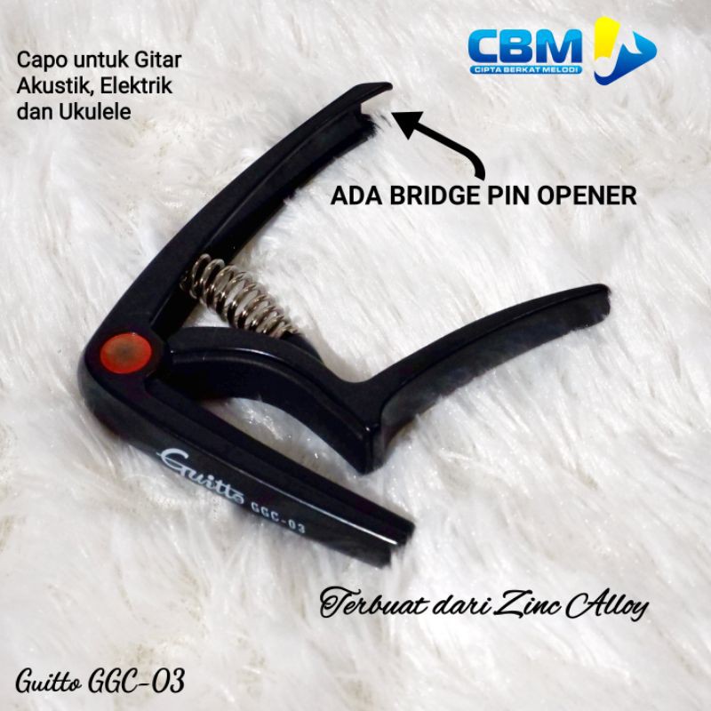 CAPO GITAR GUITTO GGC 03 AKUSTIK, ELEKTRIK, UKULELE ORI BLACK
