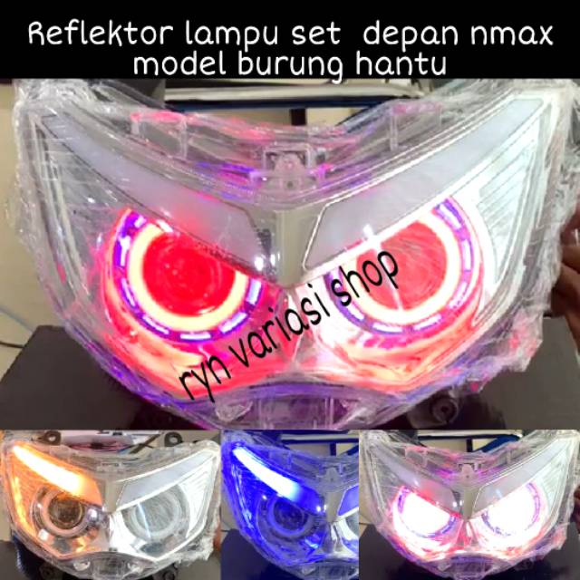 Reflektor Lampu Depan Nmax Set Led Proji plus Senja Model Burung Hantu lampu depan proji n max nmax