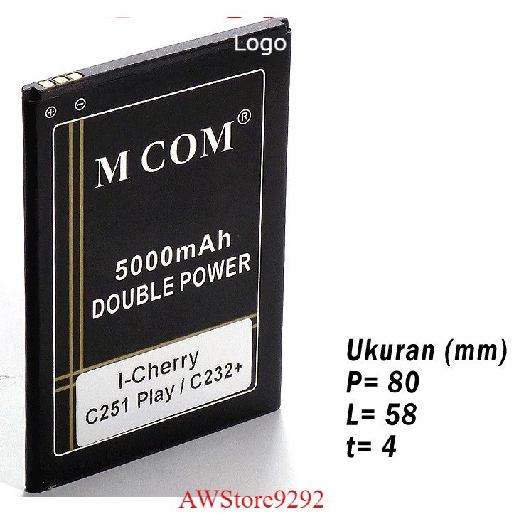 Mcom Battery Batre Baterai Double Power Mcom i-Cherry iCherry C251 Play C232 Plus C232+