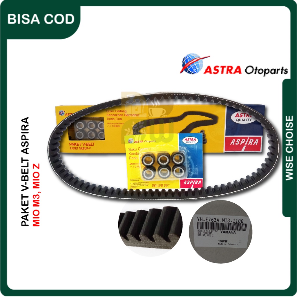 ASPIRA Paket Vbelt Roller Mio GT M3 X-RIde Fino 125 Vanbelt Cvt Motor