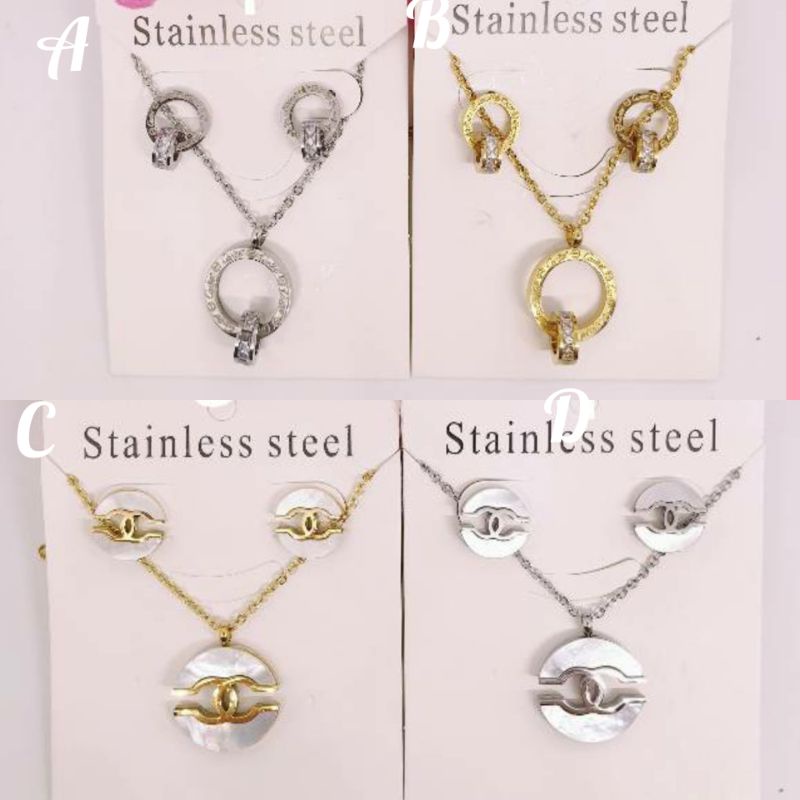 100% kalung set titanium asli anti karat