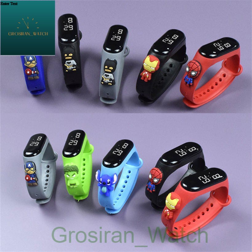 Jam Tangan Wanita/Pria/Anak-Anak Miband Led Karet Karakter Boneka [G_W]