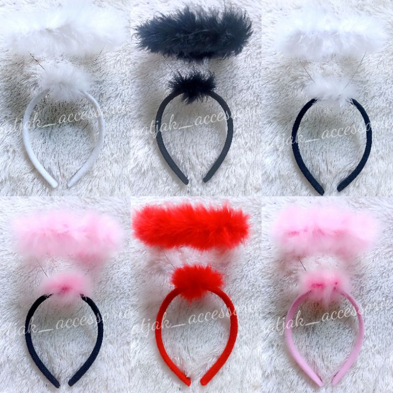 Halloween Bando Angel Tongkat Angel Peri Putih Hitam Pink Merah Bando Natal Malaikat Bulu Bando Halloween Pesta Kostum Cupid Feather