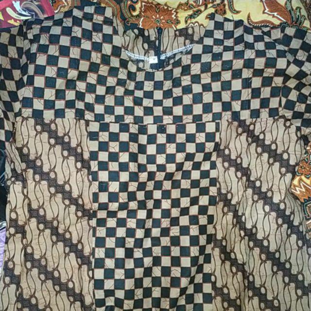 Batik Tunik Shibori Jumputan Terbaru Size S-3l / Hrb026 Yelbor Navbor / Biru Putih / Original..