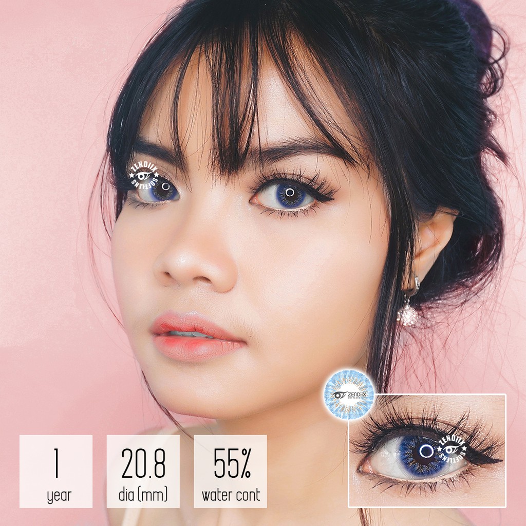 Softlens LUXURY DUBAI Warna BLUE Normal Beda Minus