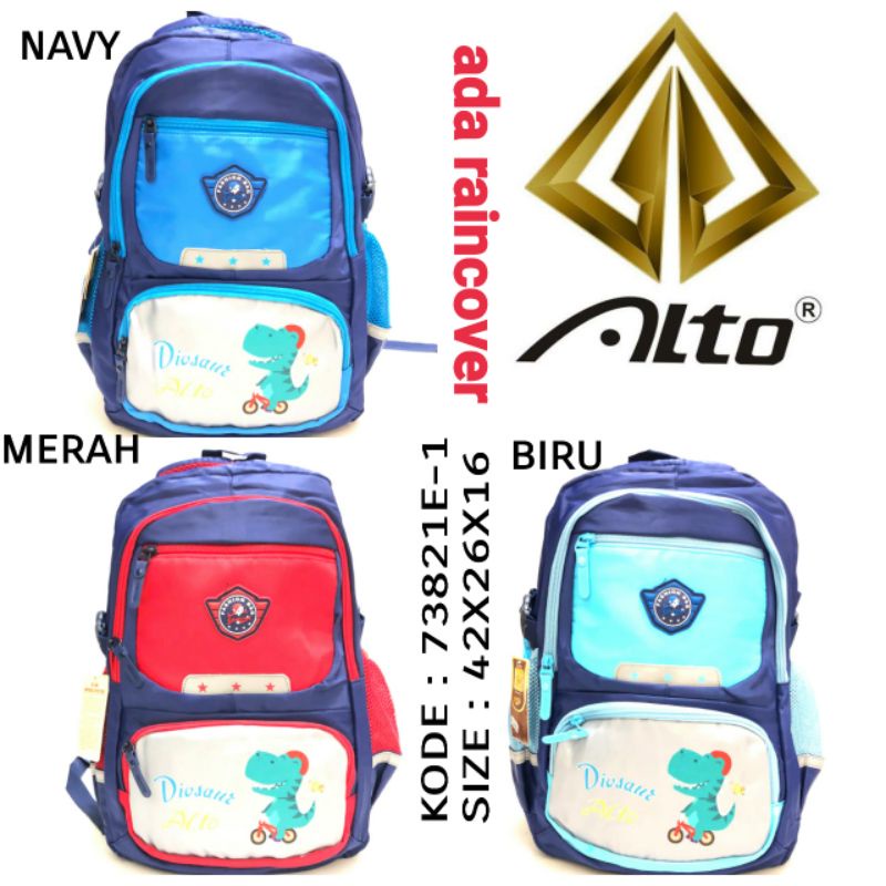 TAS RANSEL BACKPACK ANAK SD Gambar Dino DINOSAURUS Merk ALTO 73821E-1