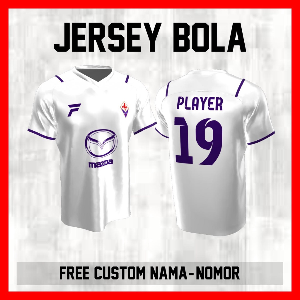 Kaos Bola Jersey Fiorentina Klub Putih Garis Bahu Baju Custom Nama dan Nomor Punggung - 23