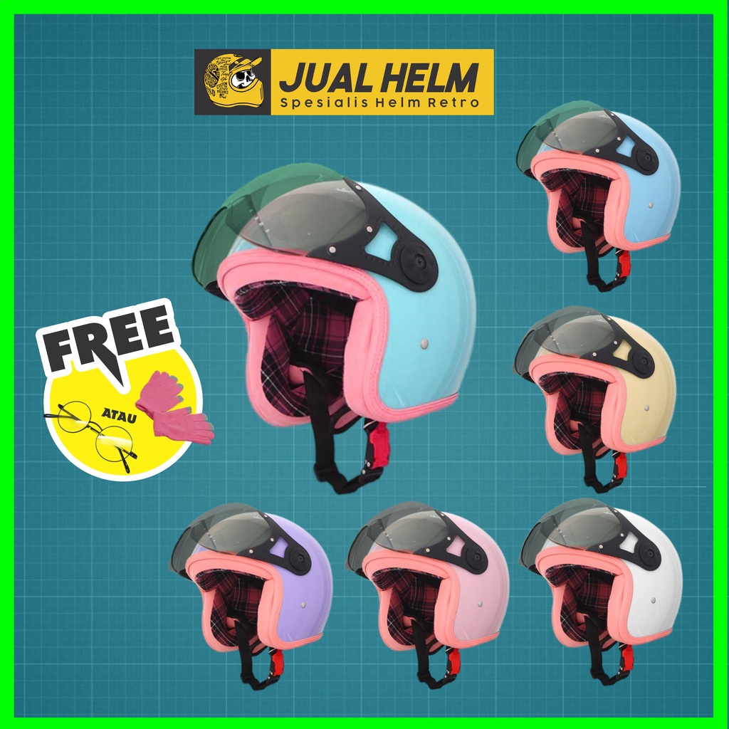 Helm Retro Wanita SADA ROSA NEW FLANEL PASTEL