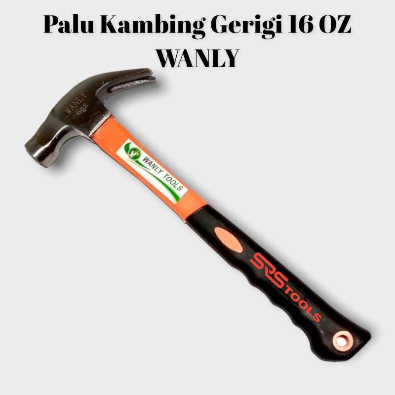 WANLY Palu Kambing 16 oz Magnet Gerigi Gagang Fiber + Karet