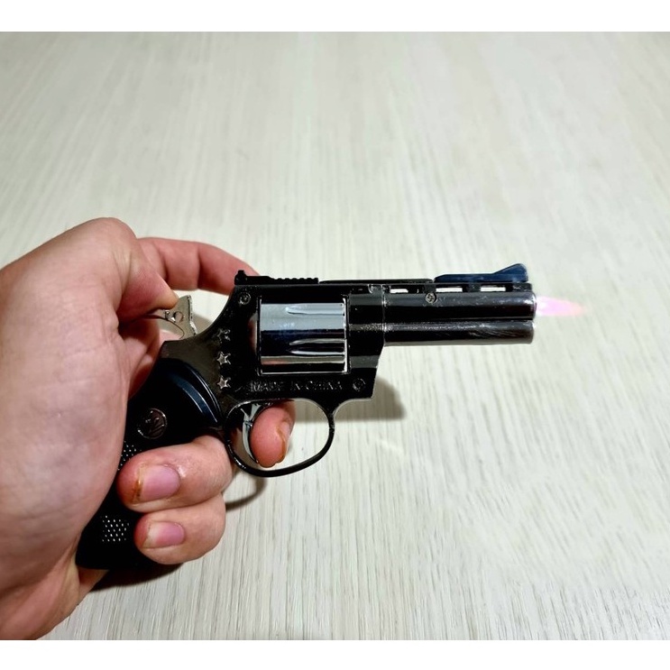 mancis korek api model pistol revolver python plus sarung gun lighter 13Cm