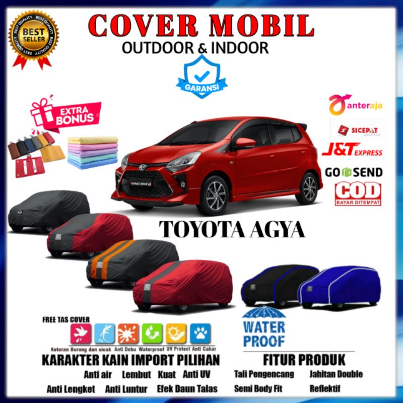 Sarung Body Cover Mobil Agya TRD / Tutup Toyota Agya 2013, 2014, 2015, 2016, 2017, 2018, 2019, 2020/Tutup Penutup Pelindung Selimut Mantel Kerudung Mobil Outdoor Waterproof Anti Air