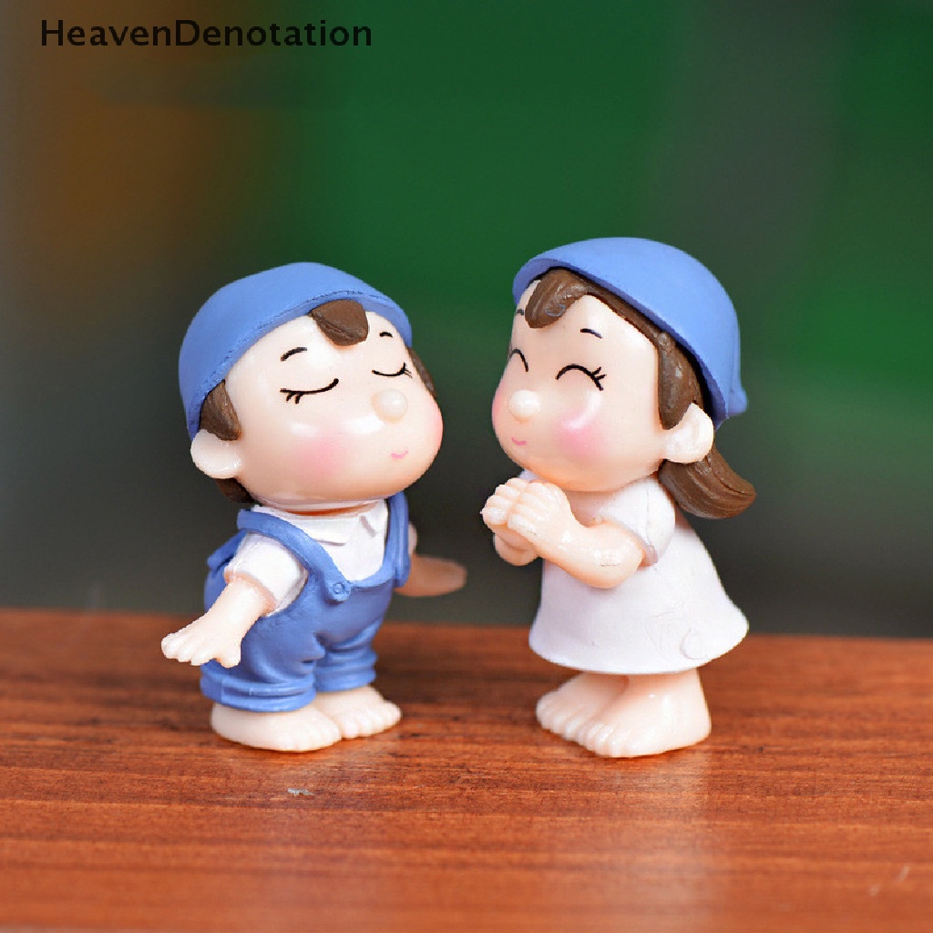 [HeavenDenotation] Couple Figurines Miniatures Fairy Garden Gnome Moss Terrariums Resin Crafts Decoration