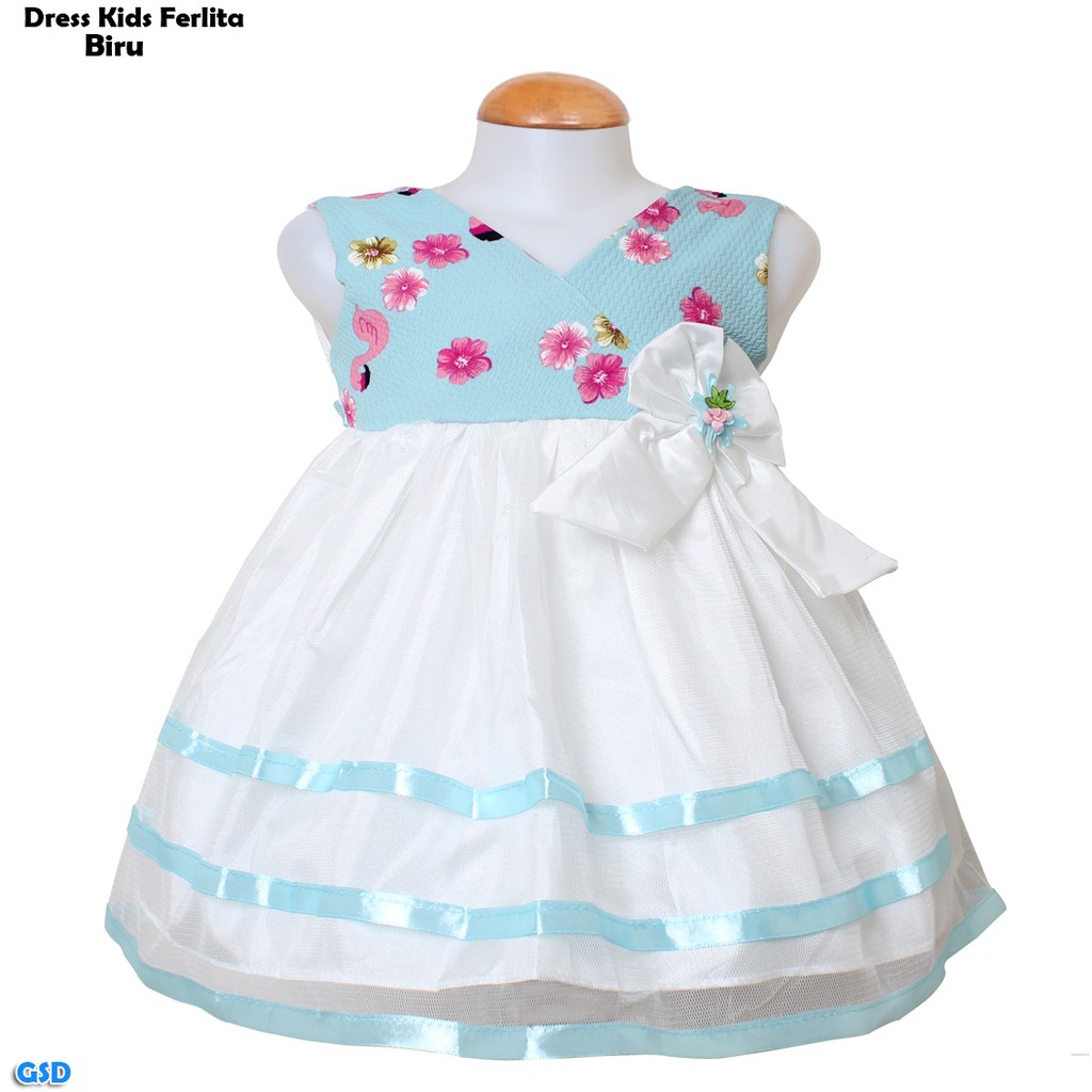 dress kids ferlita/terusan satin anak/dress tile anak/gaun satin anak/baju pesta dress anak