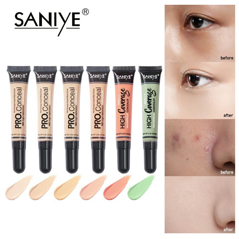 SANIYE【BPOM】 Flawless Concealer Full Coverage Concealer Cair 6 Warna Anti Air Face Kosmetik Concealer &amp; Corrector