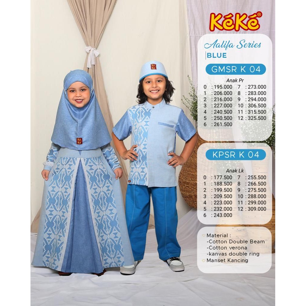 KEKE Gamis Anak Aalifa Series GM SRK 04 Blue size 12