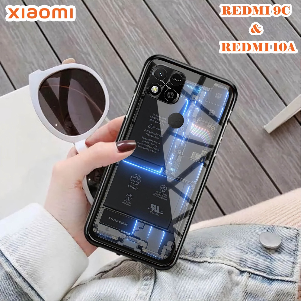 Softcase Glass Kaca REDMI 10A & REDMI 9C - Case Handphone REDMI 10A  REDMI 9C [T15].