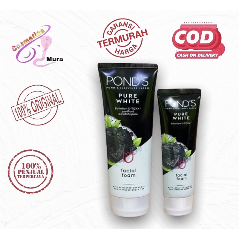 [CASE HITAM] PONDS SABUN WAJAH // 50 &amp; 100 gram - terbaru new pack - ponds pure BRIGHT facial foam kemasan hitam : sabun cuci muka ponds