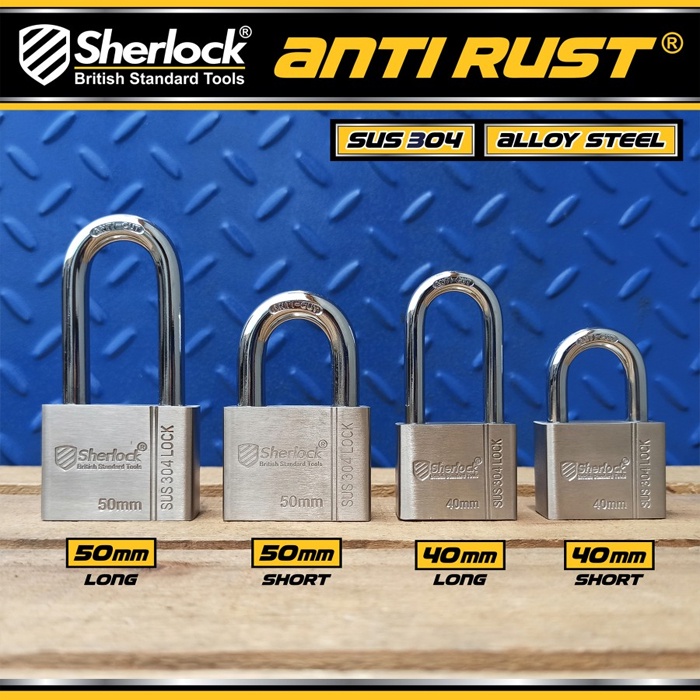Gembok ANTI RUST 50 mm Panjang Original Sherlock Stainless Steel 304 Anti Karat