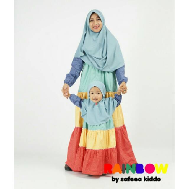 Gamis couple ibu dan anak/couple mom and kids/rainbow safeea kiddo/gamis couple