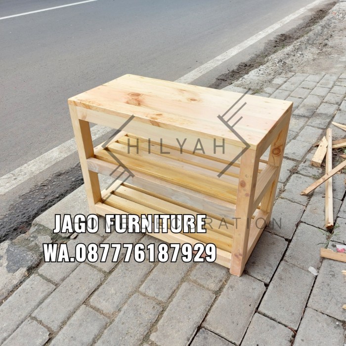 Kursi rak sepatu susun / kursi rak kayu jati belanda