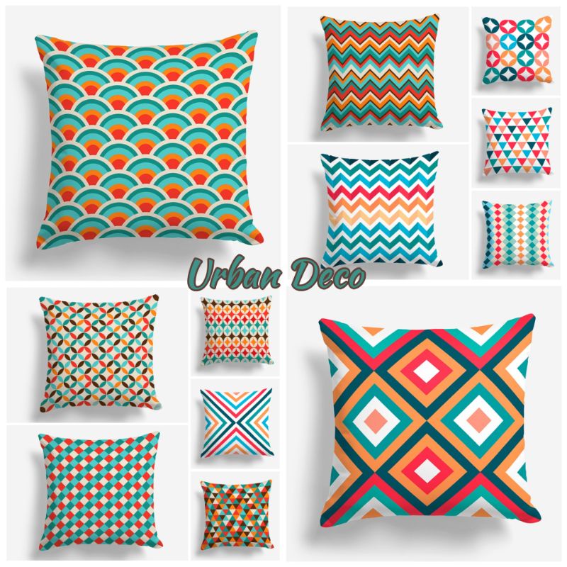 SARUNG BANTAL SOFA PRINT MOTIF URBAN DECO 40X40 CM