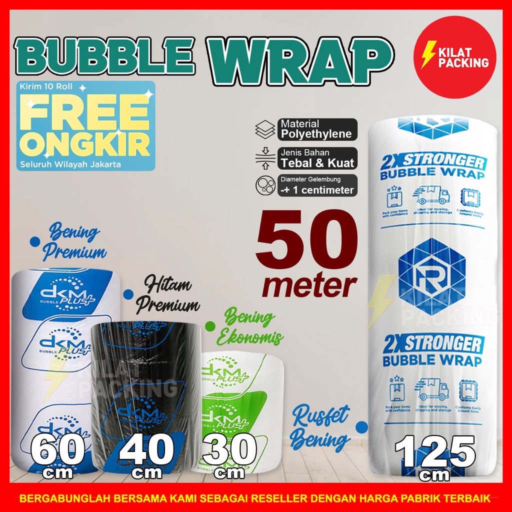 

RB Bubble Wrap DKM Plus Premium Quality Termurah / Plastik Bubble Wrap Packing Online Shop Per Roll