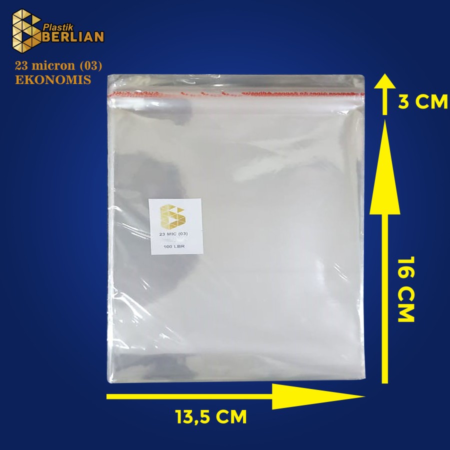 

13,5 x 16 cm Plastik OPP EKONOMIS 23micron (100 lbr) (lem/seal)