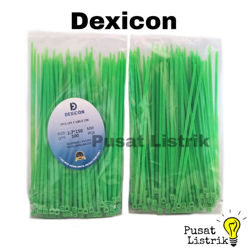 Kabel Ties 2,7x150mm Warna Hijau Dexicon Cable Ties 2.7x15cm Pengikat Kabel Warna Murah