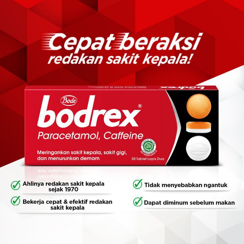 Bodrex Tablet (1box Isi 2strip @10tablet) - Obat Sakit Kepala / Demam