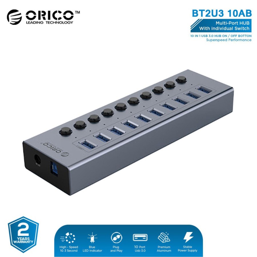 ORICO BT2U3-10AB 10 port USB Hub With Individual Switches