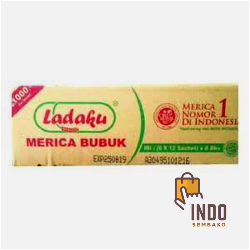 

ladaku merica bubuk dus 72 sachet x 8 bungkus / Lada Sachet dus / Merica bubuk sachet dus