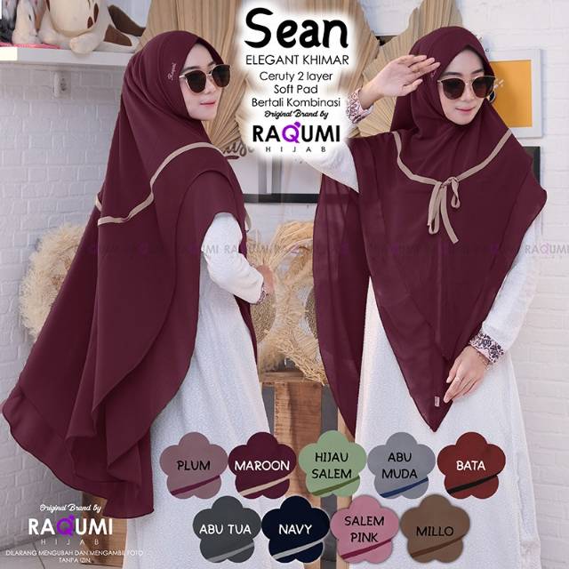 SEAN ORIGINAL RAQUMI HIJAB | NEW RAQUMI HIJAB | Khimar Maroon | Khimar Ceruty | Khimar Syari