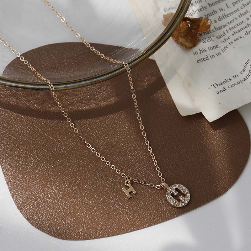 Gentle H Letter Necklace Korean Version of The Clavicle Chain  Female Light Luxury Niche Niche Design Necklace Ins Simple