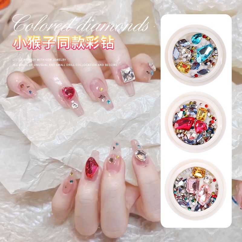 Pretty Hiasan Kuku 3D Bentuk Berlian Untuk Manicure Nail/Decoration Crystal Aksesoris Kuku Manik Manik Nail Art