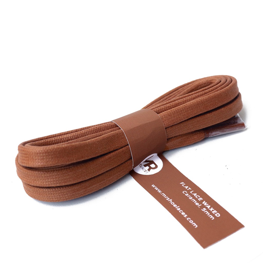 MR Shoelaces FL17 Caramel - Tali Sepatu Lilin 5mm Gepeng Flat Pipih (Waxed Laces) 90cm 100cm 120cm 150cm 200cm - Premium Shoelace