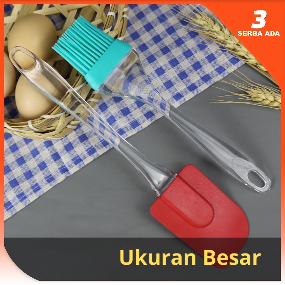 Kuas dan Spatula Set Tahan Panas Ukuran Besar / Spatula Pengaduk dan Kuas Silikon Set